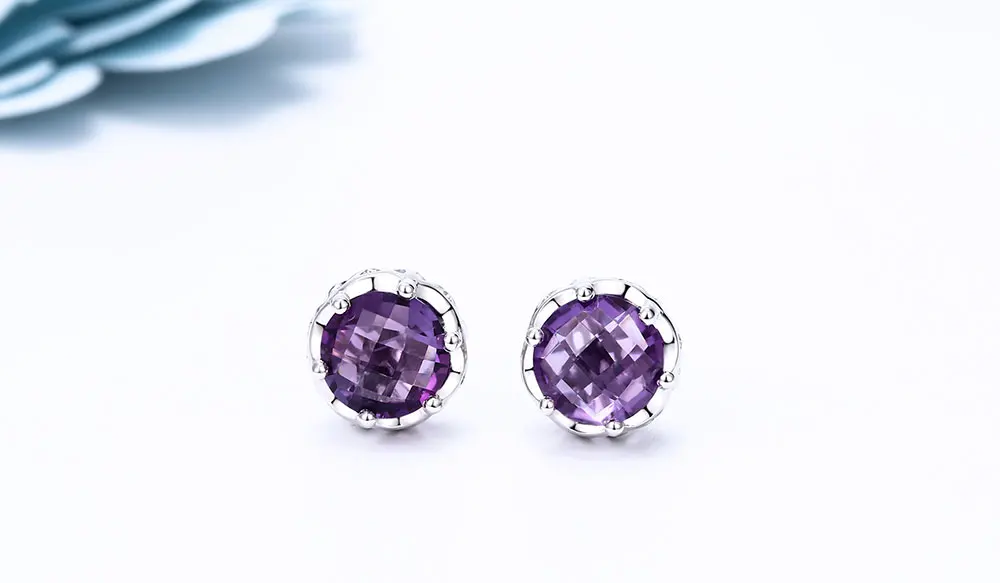 DOUBLE-R 3.2ct натуральный аметист 925 стерлинговое серебро серьги для женщин серьги с аметистом серёжки для девочек серьги серебро 925 с камнями серьги с камнем бижутерия-серьги серьги гвоздики