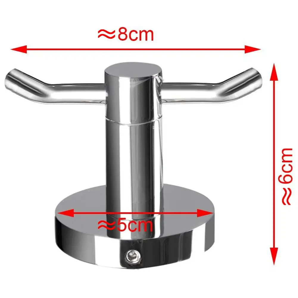 Нержавеющая сталь Полотенца держатель Ванная комната халат 2 крюка шляпа одежда Стены Двери Вешалка, 5 см x 6 см x 8 см