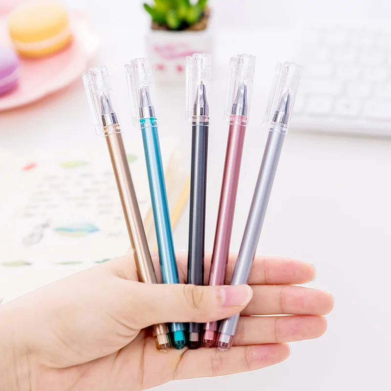 gel pen 0.5mm creative Metallic color ink stationary pens kawaii cute