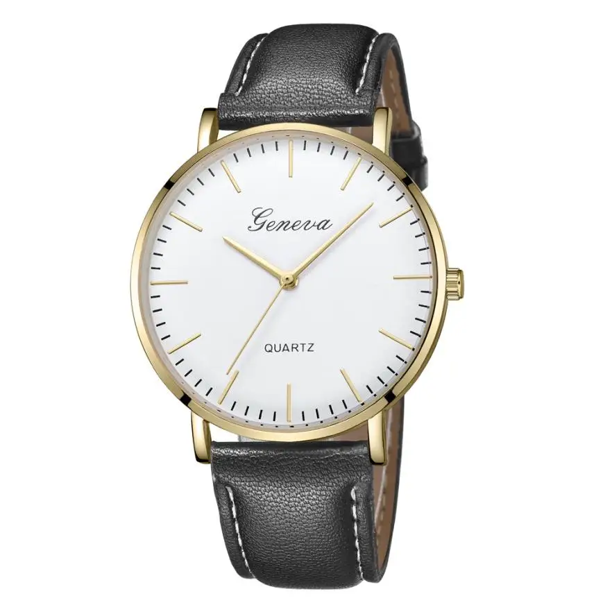 Женские Роскошные ультра-тонкие Geneva модные простые часы Женские Аналоговые кожаные кварцевые наручные часы для отдыха#501 - Цвет: J