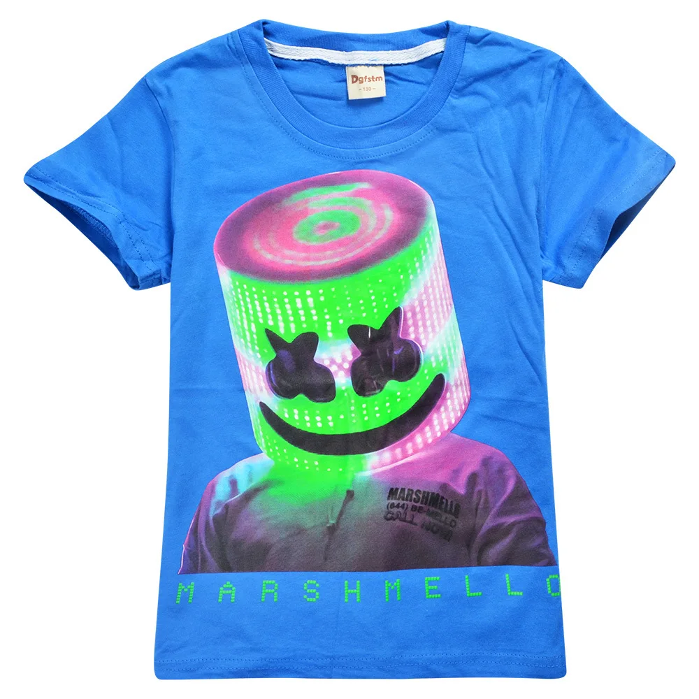 От 6 до 14 лет Nununu Лето 2019 музыка DJ Marshmello рубашка Дети улыбка лицо Футболка Tollder мальчик рубашки Короткие рукава уличная одежда