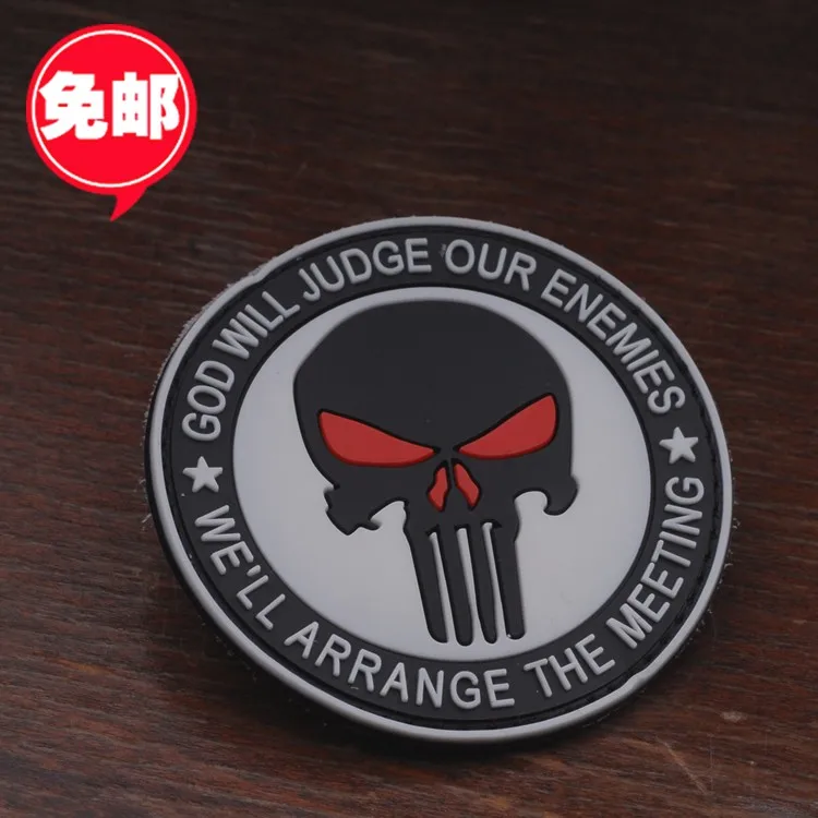 3D резиновые ПВХ Punisher знак крючок для вышивания Тактический значок для поддержания боевого духа нашивка с черепом ткань боевой значок армии 7 шт