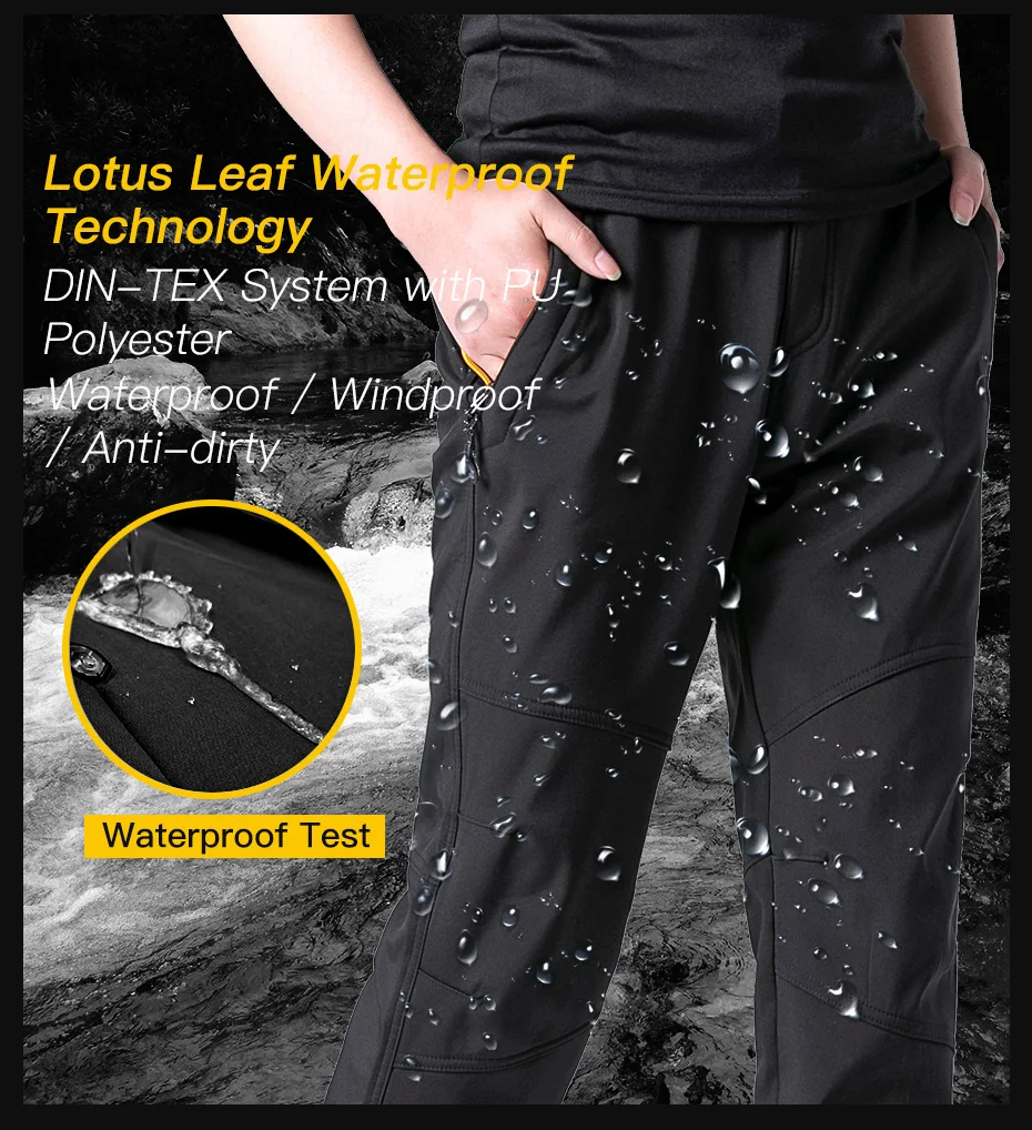 Clorts Man Trekking Pants Outdoor Waterproof Hiking Pants Men Fleece Winter Softshell Pants Warm Fishing Pants (4)