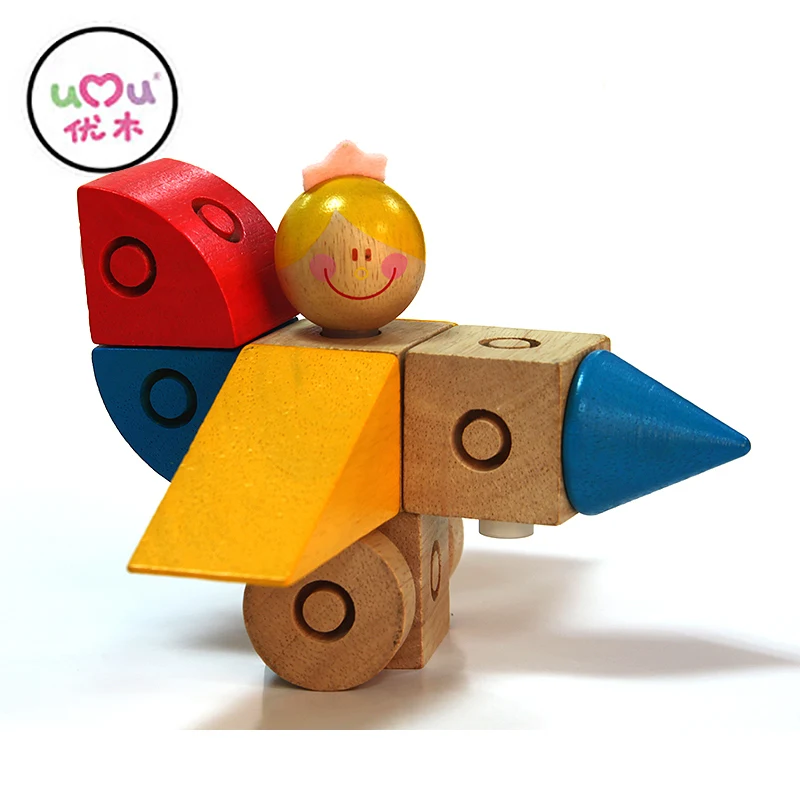 

[Umu]Mini Magic Button Clasp Toys For Children Assembles Toy Train Children's Ability Environmental Educational Wooden Toy
