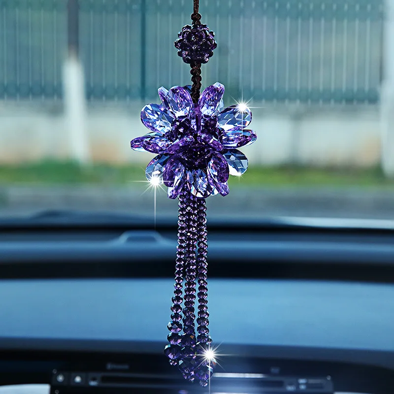  Car Hanging Ornaments Auto Beautiful Crystal Hanging Pendant Rear View Mirror Car Decoration Car St