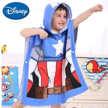 Банное полотенце Marvel детское полотенце из чистого хлопка супер герой Капитан Америка Маккуин Человек-паук мультфильм шляпа пляжное полотенце-накидка