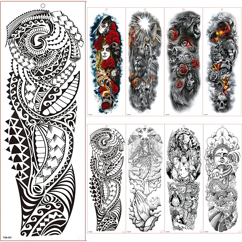 Large Arm Sleeve Tattoo Waterproof Temporary Tattoo Sticker Lion Beast Rose Full Flower Tatoo Body Art Tattoo Girl Temporary Tattoos Aliexpress