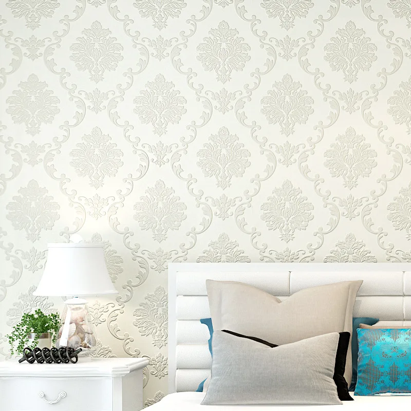 

European luxury 3d Damascus embossed wallpaper non-woven wallpaper bedroom living room TV background wall