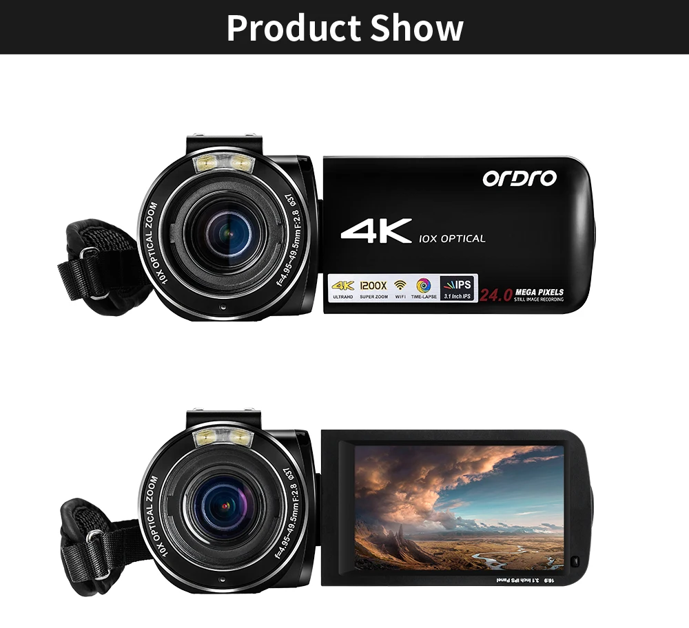 Andoer 1080P HD видеокамера WiFi 24MP 4K+ 10X оптический зум пульт+ 32GB TF карта профессиональная фото камера Цифровые видеокамеры