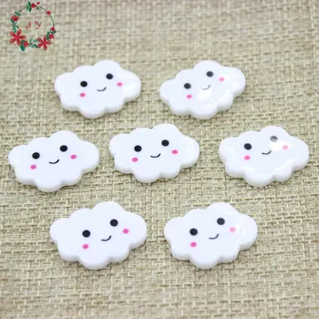 

100pcs/lot Resin White Cloud with Smile Face Flatback Cabochons 2.5cm for Children Jewelry Findings DIY project supply