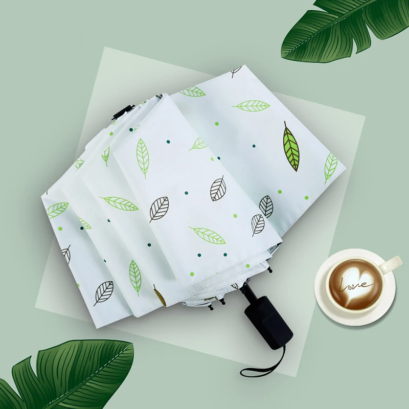 

Small and fresh umbrella folding umbrella female black gel sun umbrella creative three - fold - weather dual - purpose umbrella