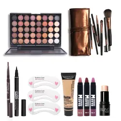 Makup Tool Kit 8 шт. должны иметь косметика в том числе тени для век Матовая губная помада с Основа макияжа лица кисть для подводки для глаз набор