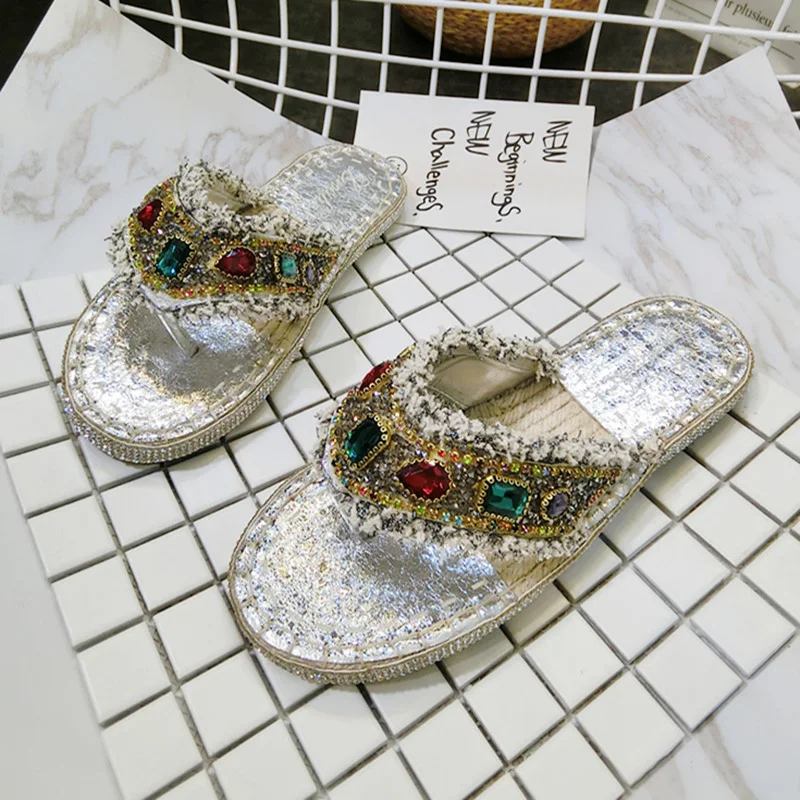 rainbow flip flops with diamonds