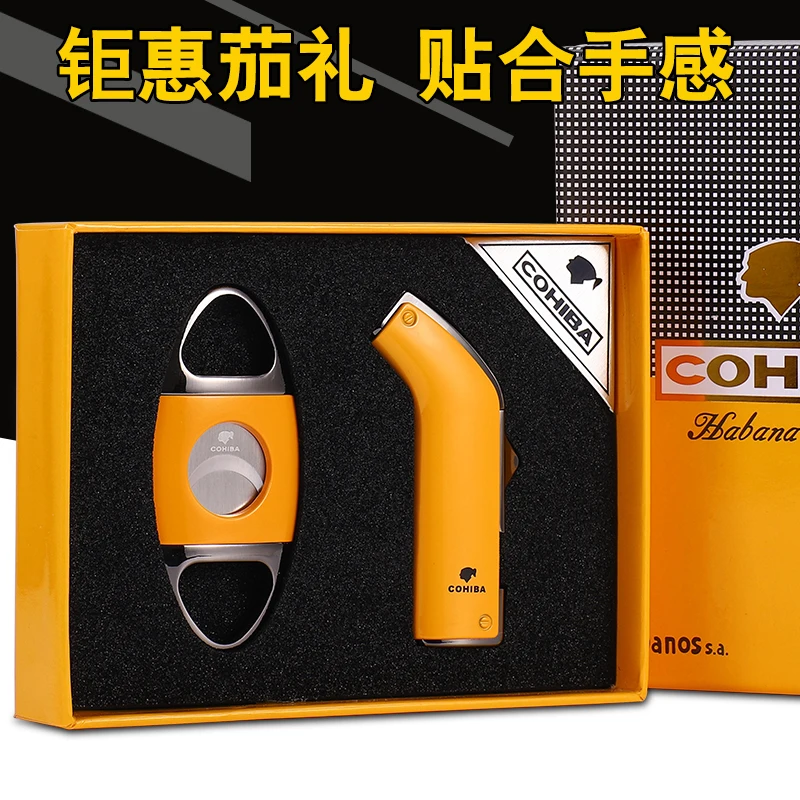COHIBA гаджеты ветрозащитный 2 Факел струйный Пламя зажигалка для сигар острый