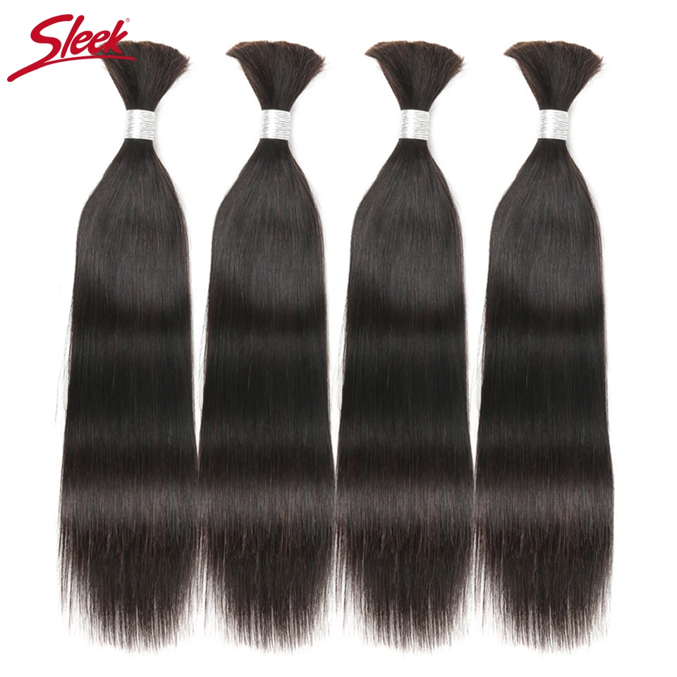 Sleek Remy Human Hair Malaysian Straight Bulk Hair For Braiding In Natural Color 8 To 30 Inches Crochet Braids No Weft Bulk