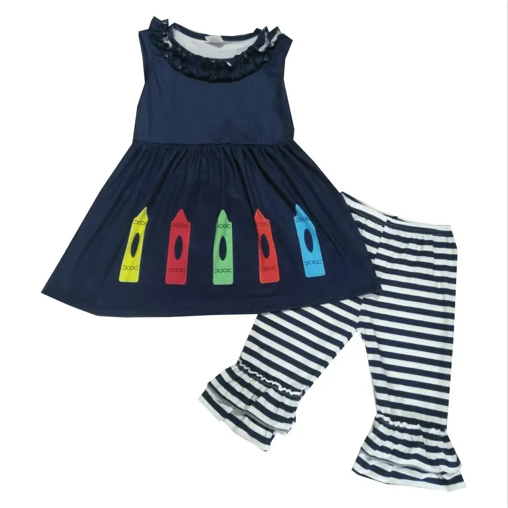 

2019 Back To School Kids Outfits Clothing Colorful Crayon Girls Clothes Sets