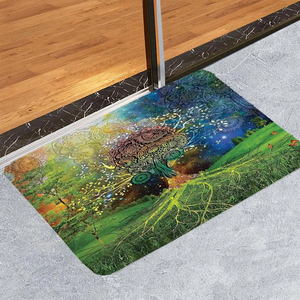 Индийский лес коралловый флис коврик для прихожей для кухни пейзаж ванная комната туалет Нескользящие Коврики для пола анти-скользящий коврик