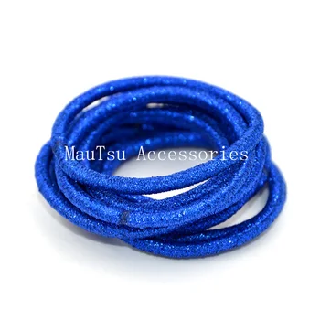 

50PCS 4mm Sapphire glitter elastic hair bands ponytail holders with gluing connection,bling bling elastic hair ties