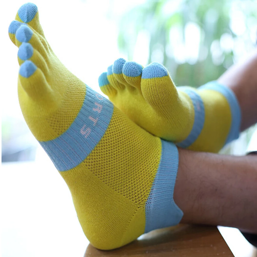 Осень зима мужские носки с отдельными пятью пальцами ног короткие трубки сетки спандекс эластичный дышащий полиэстер носки гибкие влаги женщин