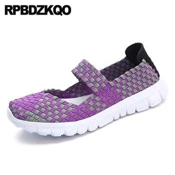 

2018 purple cheap sandals slip on chinese flats leisure woven elastic shoes breathable women round toe summer lightweight ladies