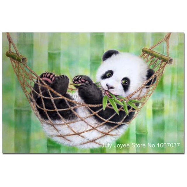 baby panda eating bamboo cute diamond painting animal diamond