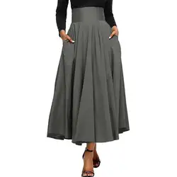 2018 новая юбка в складку Высокая талия и завязками сзади женские юбки