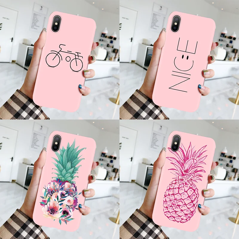 

TPU Matte Phone Case For iPhone 11 Pro XS Max XR X 5 5S SE 6 6S 7 8 Plus Cover For OPPO F5 Oneplus 5T 6 6T Pink Pineapple Fundas