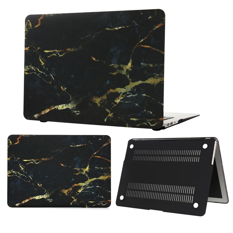 Black Marble KK& LL Матовый Жесткий Чехол для ноутбука Apple MacBook Air Pro retina 11 12 13 15 и Air 13/Pro 13 15 дюймов с сенсорной панелью - Цвет: Black Marble