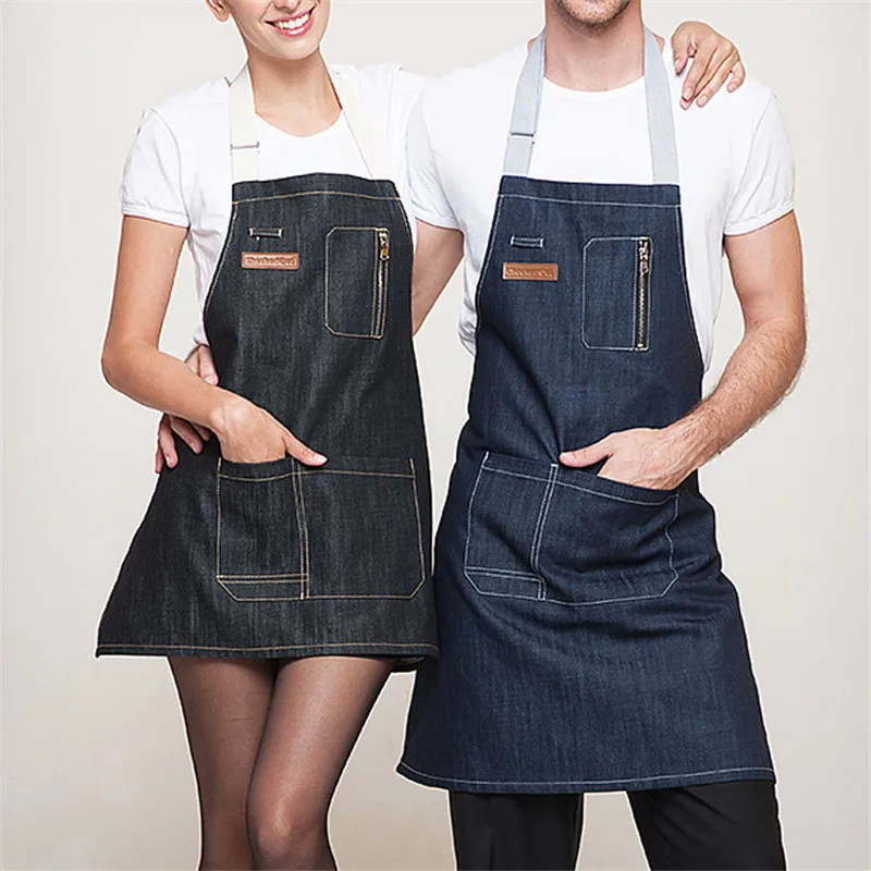 Cotton Denim Apron baking Aprons For Men Women Delantal Cocina Cozinha