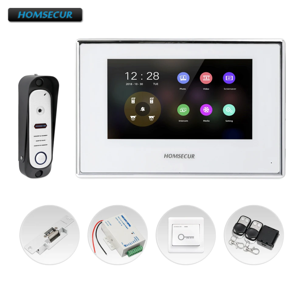 

HOMSECUR 7" Video&Audio Smart Doorbell with One Button Unlock for Home Security BC051HD-S+BM718HD-W