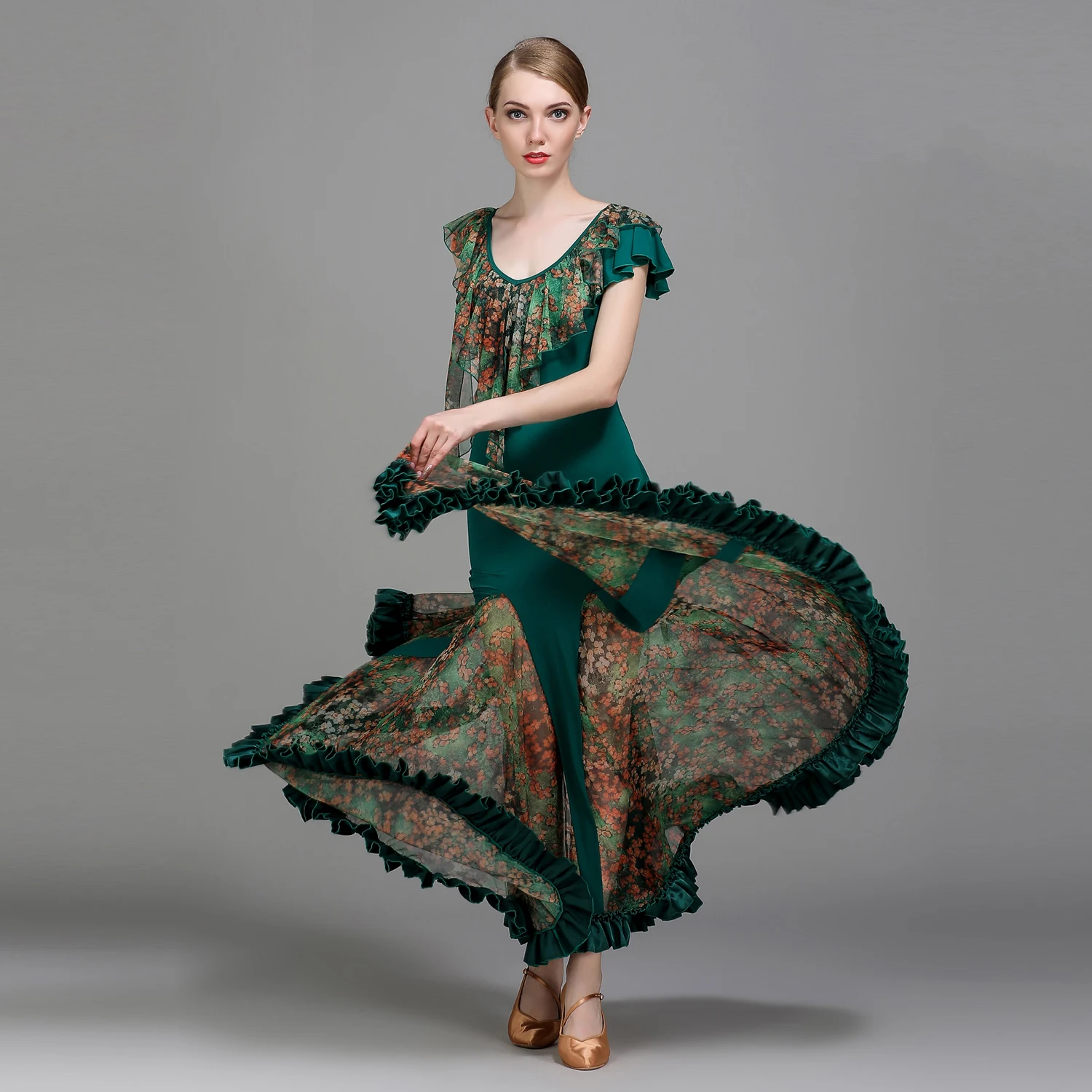 1728 Modern Dance Costume Women Ladies Ruffled Waltzing Tango Dancing Dress Ballroom Costume Evening Party Dress 1728 Modern Dance Costume Women Ladies Ruffled Waltzing Tango Dancing Dress Ballroom Costume Evening Party Dress