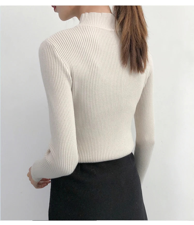 Новое поступление осень водолазка пуловеры свитера первоклассная рубашка с длинным рукавом короткий корейский Тонкий облегающий свитер