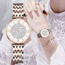 YOLAKO Women Bracelet Watch 2019 Top Brand Luxury Full Diamond Quartz Watch Ladies Rose Steel Belt Waterproof Clock Reloj Mujer reloj mujer new rose gold watches woman quartz watch ladies steel bracelet waterproof watch top brand luxury clock british style