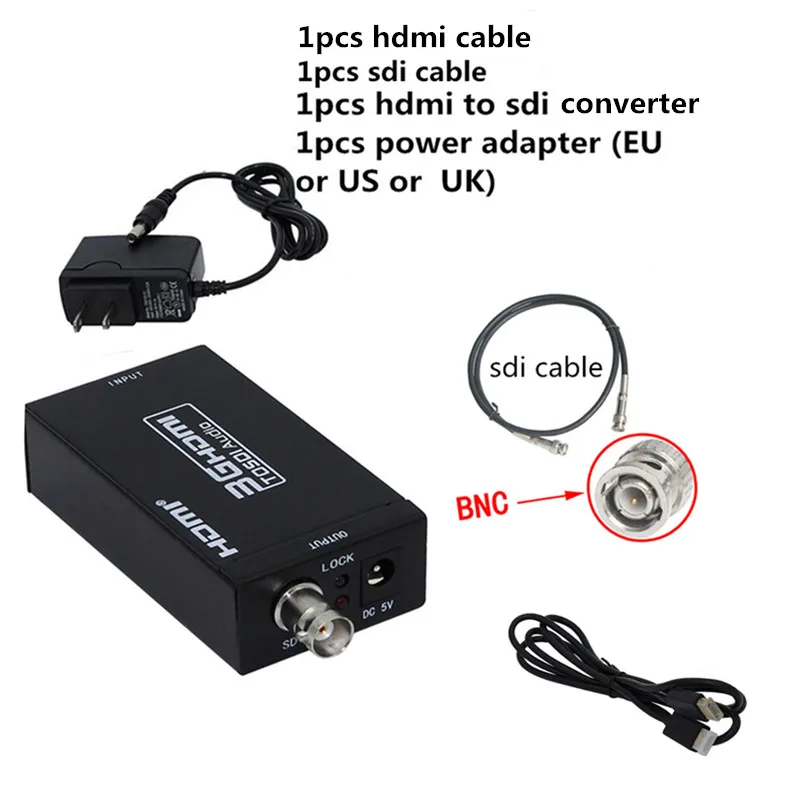 1 штука только Мини 3g 1080P HDMI To SDI SD-SDI HD-SDI 3G-SDI HD видео конвертер с адаптером питания в розницу посылка - Цвет: plug hdmi sdi