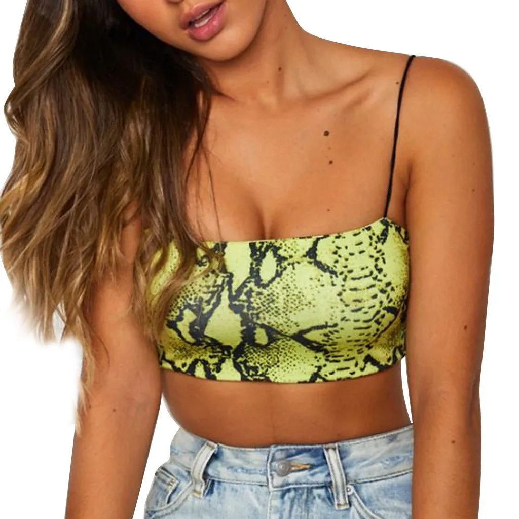 

Crop top feitong brand Snake Print Sleeveless Wrap Chest Vest Tank Tops top women clothes 2019 femme Tank Top#30