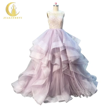 

Rhine Real Sample Image Sexy Backless Crystal Luxurious Ball Gown Light Purple Formal Party Evening Dress