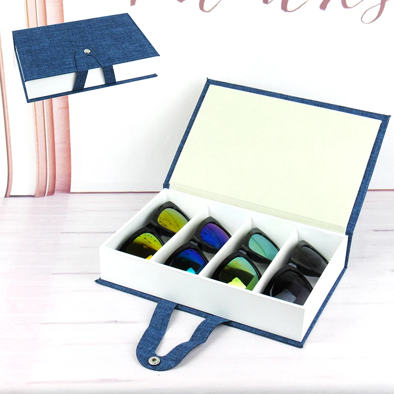 Sunglasses Storage Box Portable 4 Grids Glasses Storage Container Travel Goods