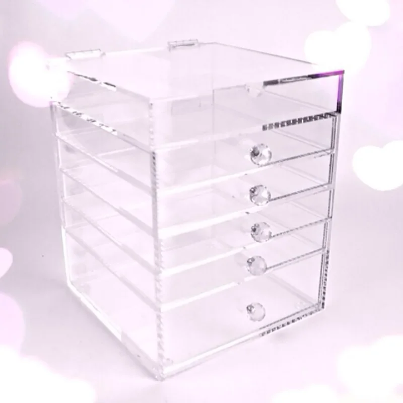 Прозрачный акриловый Органайзер для макияжа, Настольный косметический ящик для хранения, многослойный ящик рабочий стол, прозрачный держатель для макияжа