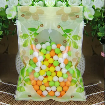 

100pcs 16*24cm trichromatic flower bag, transparent window self sealing bag dried fruit, tea bag food packaging storage bag