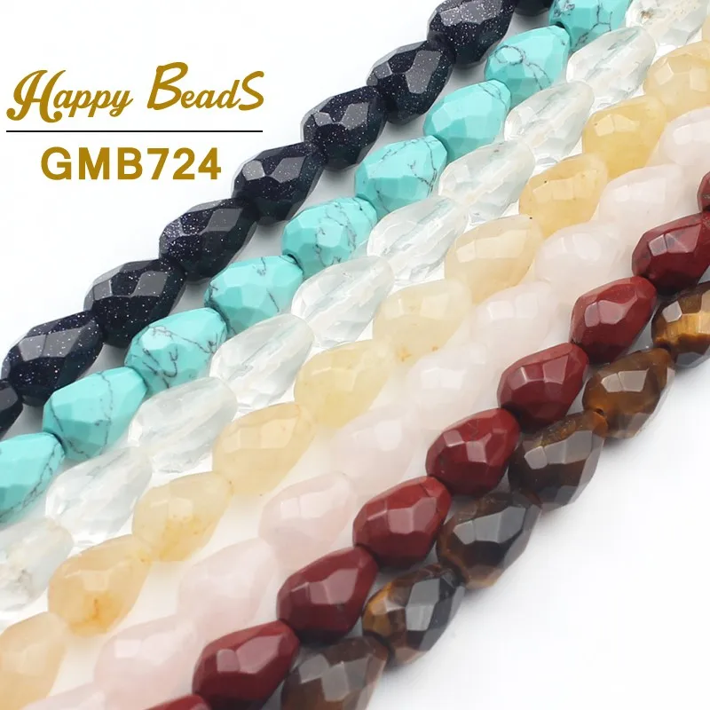 

8x10mm Natural Agates Tiger Eye Jades Stone Beads Cone Water Drop Shape Bead Loose Spacer Bead For Jewelry Making Diy Accessorie