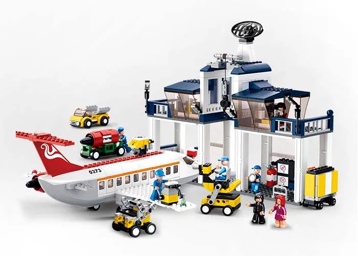 

SLUBAN 826pcs Aviation City Small Aircraft Maintenance basel Building Blocks Toys Model Set Airplane Compatible with