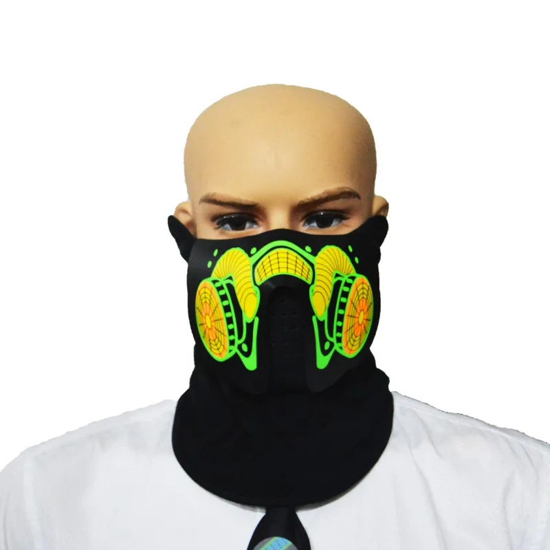 Светодиодный маски Костюмы большой террористические маски холодной светильник шлем огонь фестиваль вечерние светящаяся танцевальная устойчивый голосовой активации музыки маска