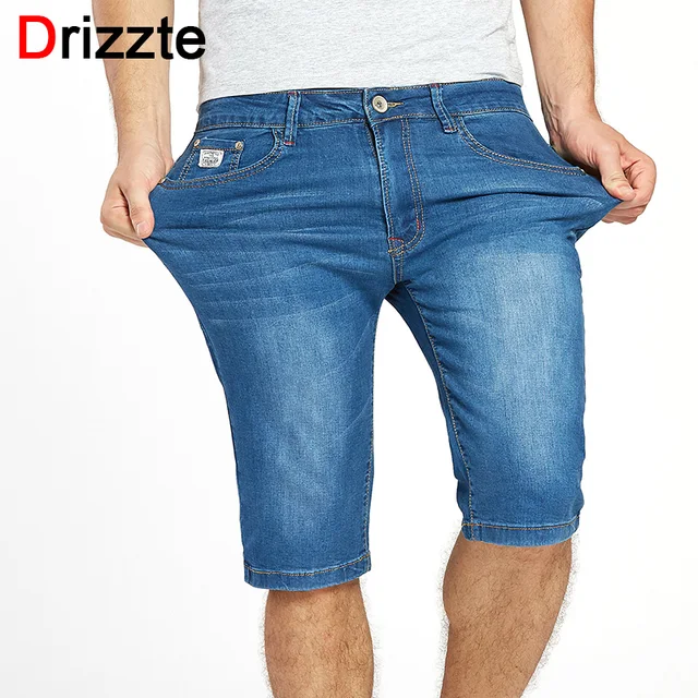 Drizzte Herren Sommer Stretch Leichte Blaue Jeans Kurze für Männer Jean