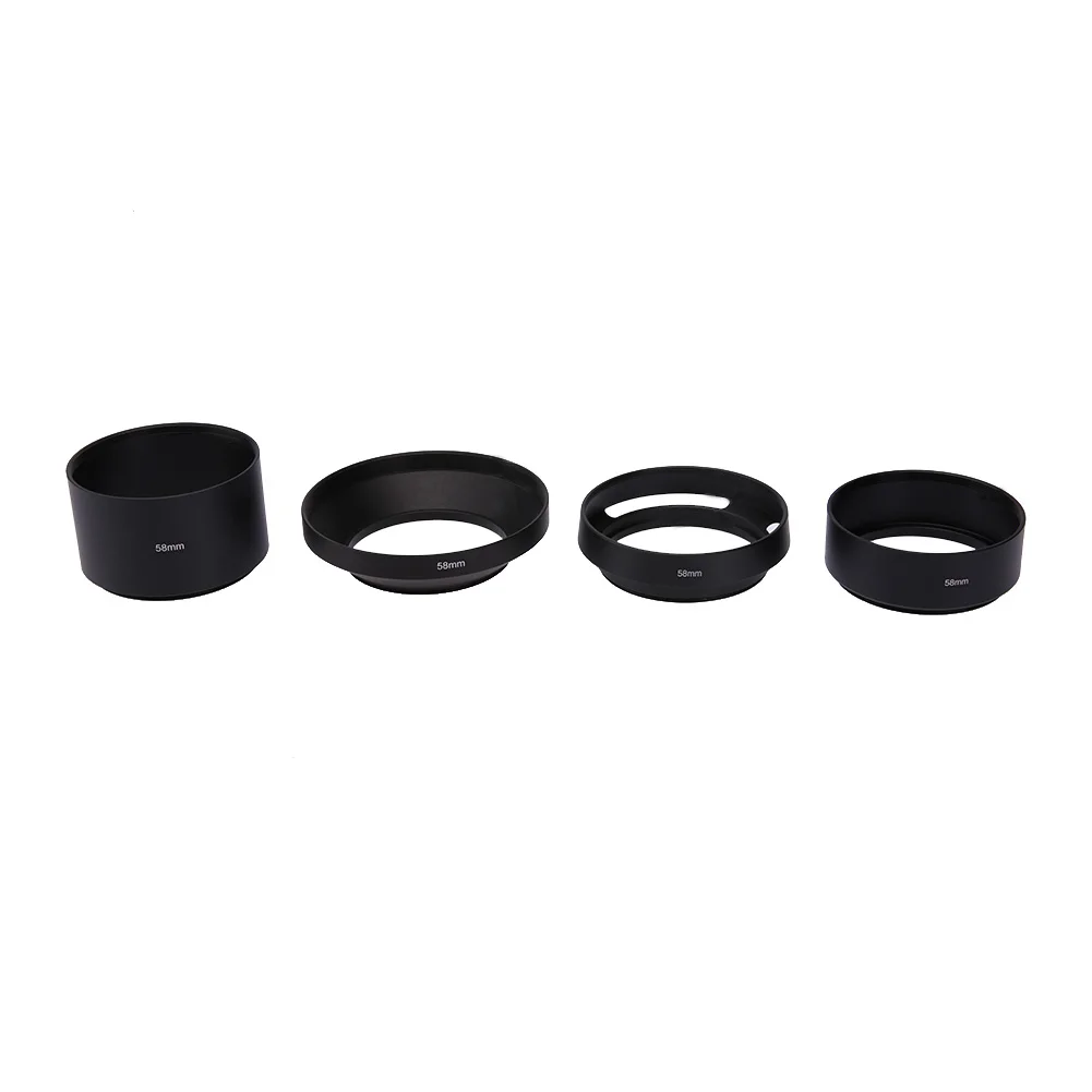 VODOOL 4pcs/set 58mm Standard Lens Hood + Telephoto + Wide Angle