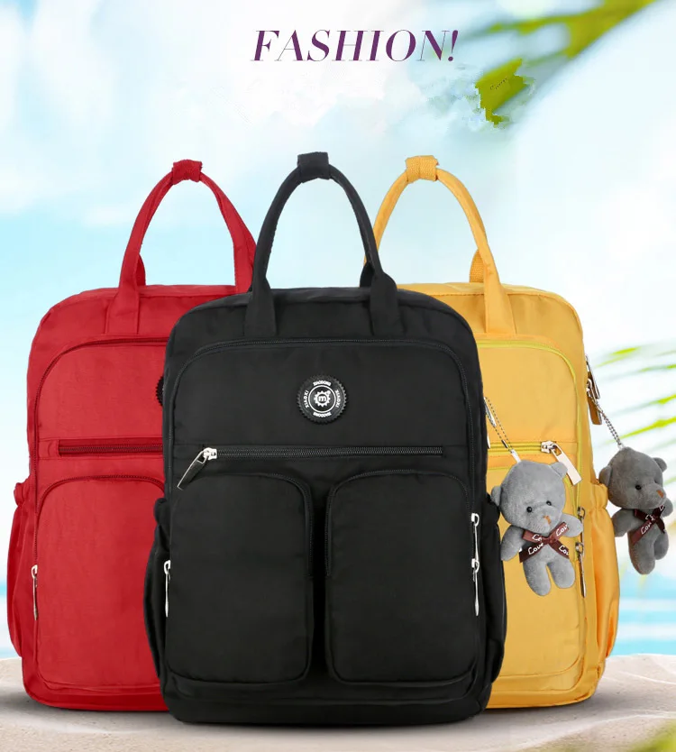 2021 Fashion Woman Backpack Waterproof Nylon Soft Handle Solid Multi-pocket Travel Zipper Mochila Feminina Sac A Dos School Bags