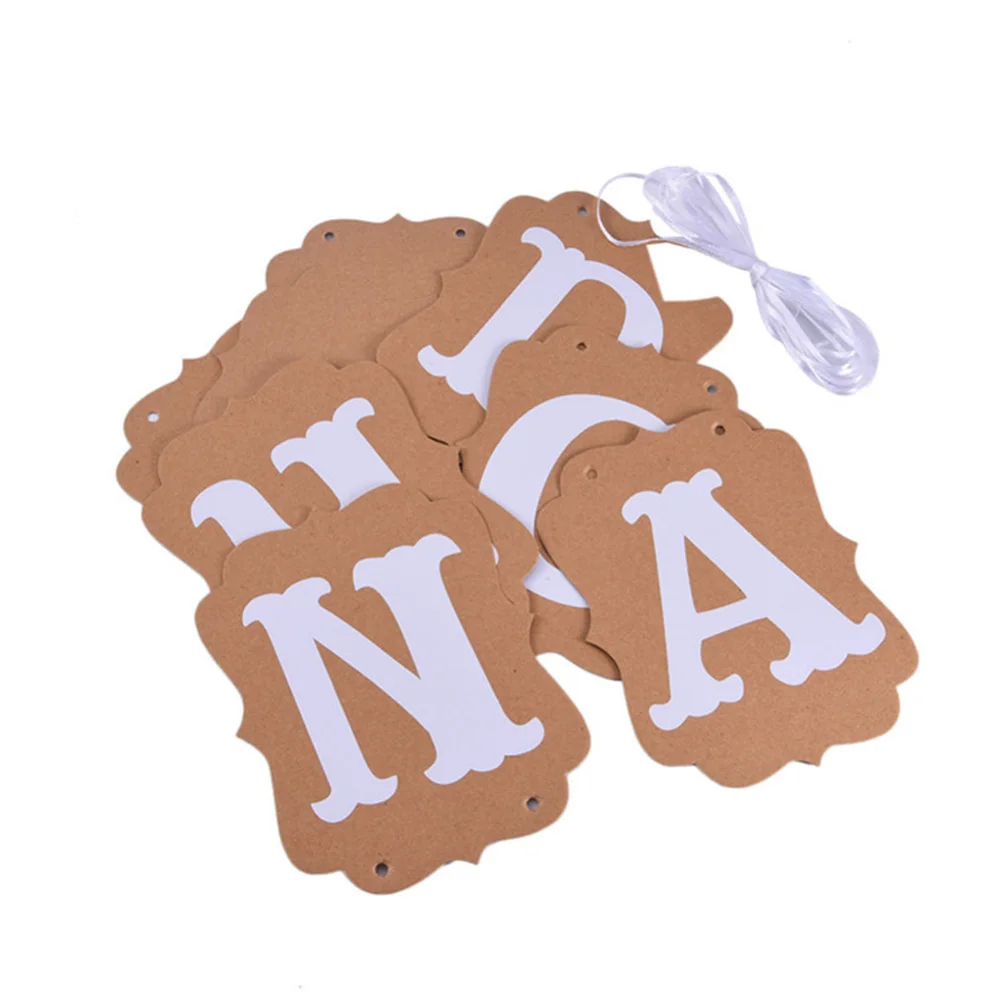 Retro Kraft Paper CARDS Banner Bunting Wedding Party Banner Garland Photo Props Hanging Decor