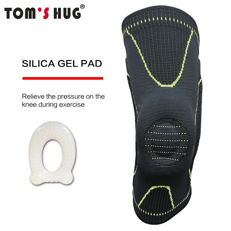 Силиконовые наколенники Tom's Hug, теплые, весенние, поддерживающие наколенники, 1 шт., артрит ног, травма, для тренажерного зала, противоскользящие, в полоску, наколенники Meniscus