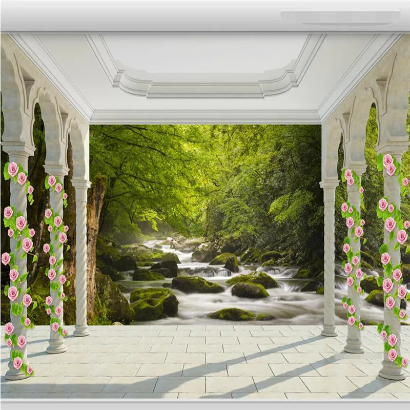 

beibehang Custom photo wallpaper background wallpaper living room TV balcony landscape river with leaves 3d murals wallpaper