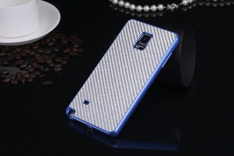 Роскошный чехол из настоящего углеродного волокна+ алюминиевый бампер, чехол для телефона s для samsung Galaxy Note 4 N9100, Металлический Чехол - Цвет: blue bumper silver