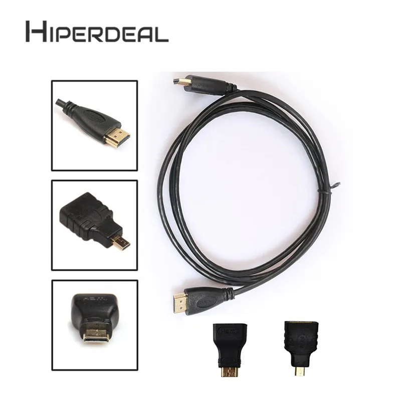 

HIPERDESL 3in1 HDMI to HDMI/Mini/Micro HDMI Adaptor Cable Kit HD for Tablet PC Paperwhite Accessory For Raspberry Smartphon 1Sp8